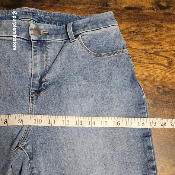 Chico's Jeans 1 = 8 Girlfriend Slim Ankle Mid Rise Stretch Medium Light Wash - Picture 6 of 11